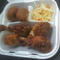 Kreyol Bakery - Marinade and crispy fried chicken with pikliz.