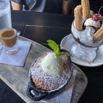 Morrison - Butterscotch bread pudding!!!!!(left) and churros&ice cream (right) - Gastropubs Near Me - Los Angeles, California Morrison - Butterscotch bread pudding!!!!!(left) and churros&ice cream (right) - Gastropubs Near Me - Los Angeles, California