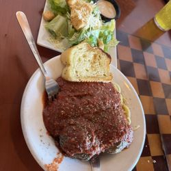 Alfonso's Pizza & Italian Restaurant - Spaghetti and Meatballs (half portion) and a side Caesar salad