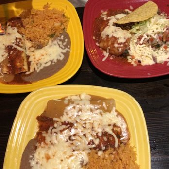 Fiesta Mexicana - Vegetarian combo on closer plate, "a little bit of everything" on top 2 plates - Mexican Near Me - Myrtle Beach, South Carolina