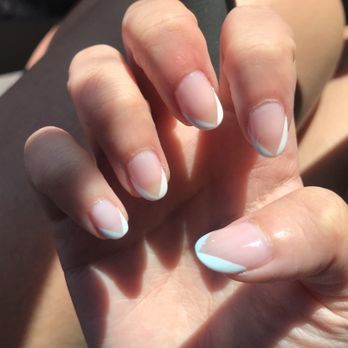 Chan’s Nails & Spa - White/blue cross tips - Nail Salons Near Me - Santa Clara, California