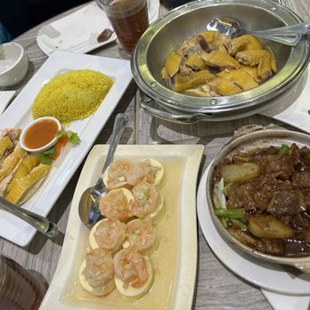 Calgary Court Restaurant - Hai Nan chicken rice combo. Salt chicken. Shrimp circle tofu. Beef daikon casserole. - Chinese Near Me - Calgary, Alberta