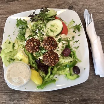 Eat Greek Express - Side Greek salad with falafel - Mediterranean Near Me - Columbus, Ohio Eat Greek Express - Side Greek salad with falafel - Mediterranean Near Me - Columbus, Ohio