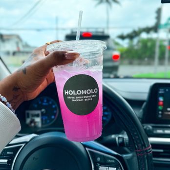 Holoholo Drive Thru Espresso - Dragon Fruit Lotus Drink with added hydration and cream on top - Coffee & Tea Near Me - Kaneohe, Hawaii