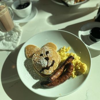 Hemingway Brunch - Kids Pancake with Chicken Sausage - Breakfast & Brunch Near Me - Coppell, Texas Hemingway Brunch - Kids Pancake with Chicken Sausage - Breakfast & Brunch Near Me - Coppell, Texas