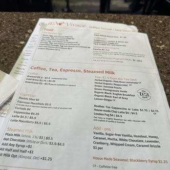Caffe Vivace - Menu - Coffee & Tea Near Me - Cincinnati, Ohio