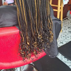 Mina Hair Braiding - Medium box braid curly  at the end