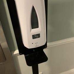 Durham Marriott Hotel Royal County - Hand sanitizers by elevators empty.