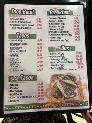 Menu photo 1 Taco210 Mexico San Antonio, TX