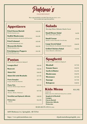 Menu photo 2 Palermo Italian Restaurant Springdale, AR