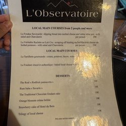 Hôtel du Bois - Dinner menu