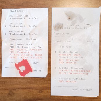 Habit Burger & Grill - a receipt and a receipt - Salad Near Me - Montebello, California Habit Burger & Grill - a receipt and a receipt - Salad Near Me - Montebello, California