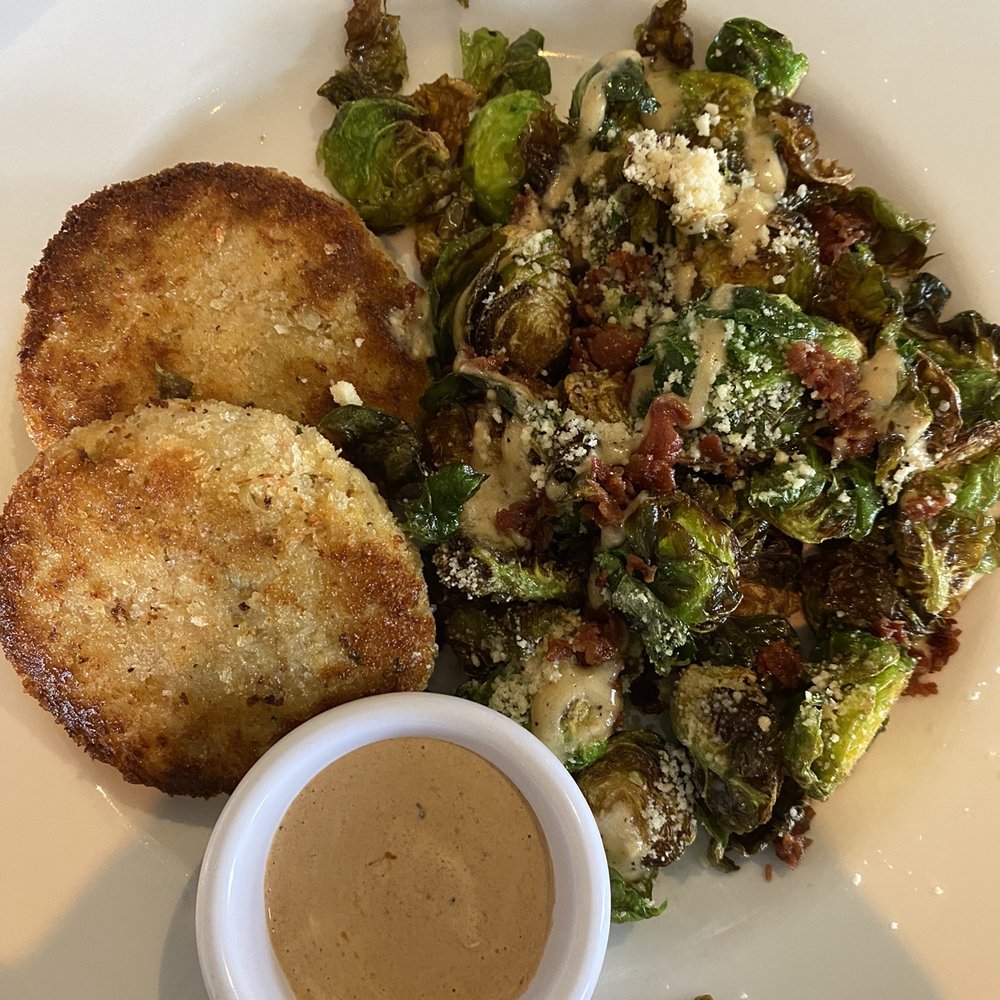 Meritage - Crab cakes with sour cream sauce on the side - New American Near Me - Cincinnati, Ohio