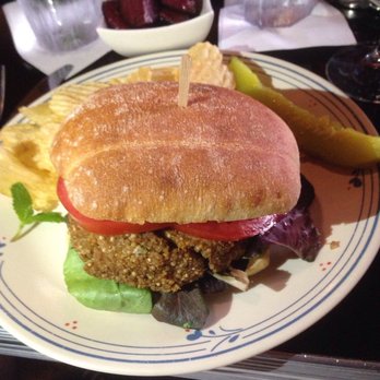 Bellefonte Cafe - Vegan Quinoa Burger on Ciabatta Roll. Challenging to eat but I managed! - American Near Me - Wilmington, Delaware Bellefonte Cafe - Vegan Quinoa Burger on Ciabatta Roll. Challenging to eat but I managed! - American Near Me - Wilmington, Delaware