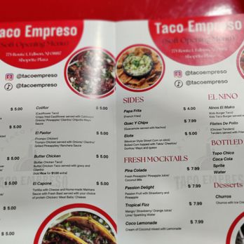 Taco Empreso - Menu - Tacos Near Me - Edison, New Jersey Taco Empreso - Menu - Tacos Near Me - Edison, New Jersey