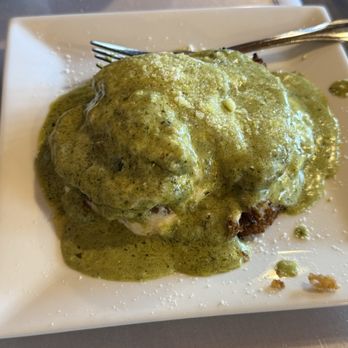 Rino's Place - Fried Eggplant stack in pesto sauce - Italian Near Me - Boston, Massachusetts