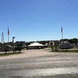 Lonesome Creek RV Resort - View of office building through the main gate.