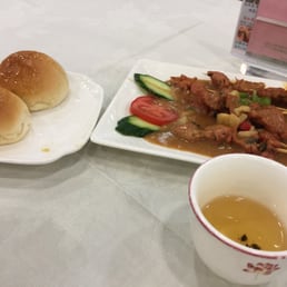 Chefs vegetarian bun and pork skewers. Unbelievable.