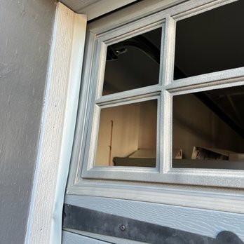 OGD Overhead Garage Door - Not Fixed by OGD look at the gaps and broken glass as well as bent frame - Garage Door Services Near Me - Fort Worth, Texas OGD Overhead Garage Door - Not Fixed by OGD look at the gaps and broken glass as well as bent frame - Garage Door Services Near Me - Fort Worth, Texas