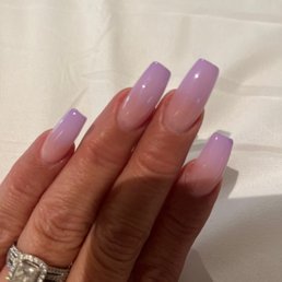 Just had this done today!! Beautiful Violet Ombré Easter nails. Tina never disappoints! Just had this done today!! Beautiful Violet Ombré Easter nails. Tina never disappoints!
