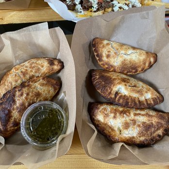 Lazo Empanadas - Spicy steak, steak, spinach & cheese, steak quesadilla with Chimichurri Sauce - Empanadas Near Me - Edgewater, Colorado