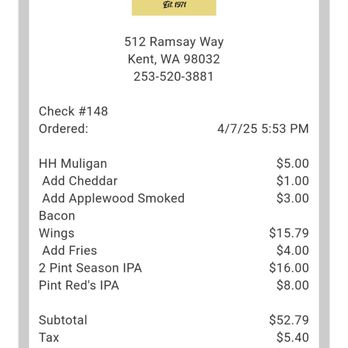 Ram Restaurant & Brewery - Happy hour ended at 6pm. All items ordered before as shown on the time stamp. Don't get ripped off like me! - Breweries Near Me - Kent, Washington Ram Restaurant & Brewery - Happy hour ended at 6pm. All items ordered before as shown on the time stamp. Don't get ripped off like me! - Breweries Near Me - Kent, Washington