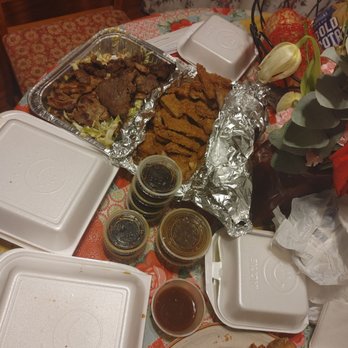 A1 Hawaiian BBQ - UberEats small Family Feast with:. BBQ chicken and beef, Chicken katsu, banana egg roll, spam musubi, rice, and macaroni salad. - Hawaiian Near Me - Kent, Washington