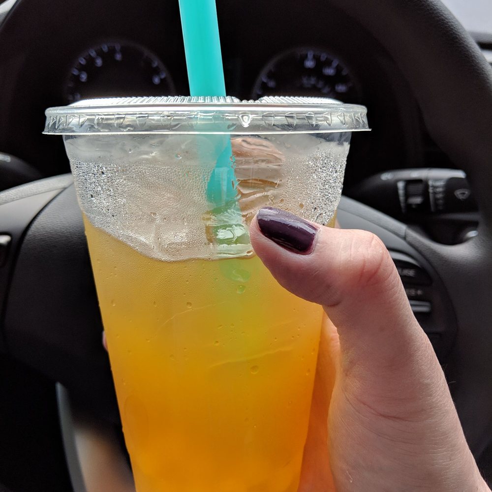 Hello Dumpling - Jasmine tea - unsweetened with mango pearls - Noodles Near Me - Dallas, Texas Hello Dumpling - Jasmine tea - unsweetened with mango pearls - Noodles Near Me - Dallas, Texas