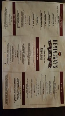 Menu photo 4 Hemingway's Cuba Asheville, NC
