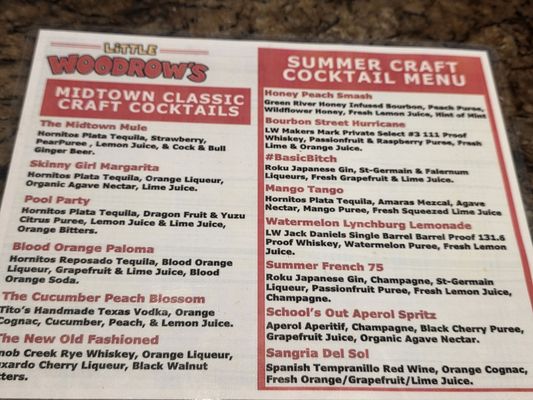 Menu photo 1 Little Woodrow's Midtown Houston, TX