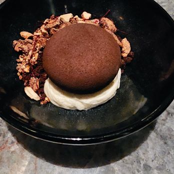 Animae - Sweets: Chocolate Cremeux (miso sesame foam, chocolate crumble, korean chili cashew) - $16 - Asian Fusion Near Me - San Diego, California