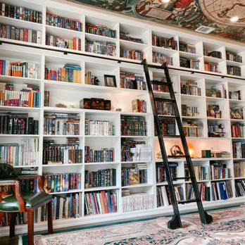 Artisan Custom Closets - Custom shelving with sliding ladder for magical home library. - Home Organization Near Me - Nashville, Tennessee Artisan Custom Closets - Custom shelving with sliding ladder for magical home library. - Home Organization Near Me - Nashville, Tennessee