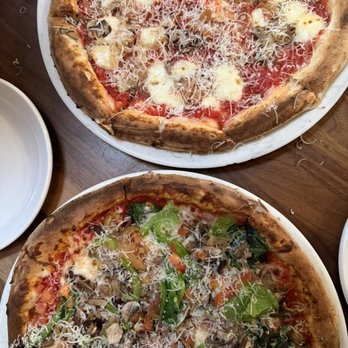 Fat Olives - Farmers (bottom) and Di Fungi (top) with cheese on top - Pizza Near Me - Flagstaff, Arizona