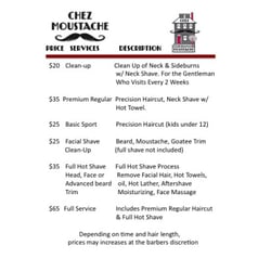 Chez Moustache - Services and prices.