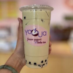 Ya-Ua Yogurt & Boba Tea - Green Milk Tea with boba