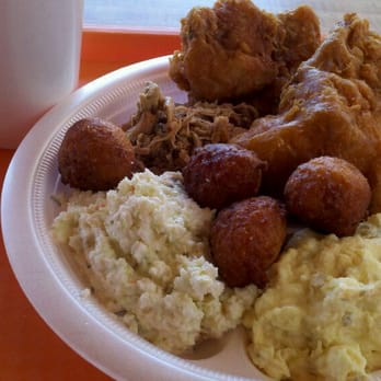 The Barbeque Hut - Lg bbq and white chicken plate with slaw and potato salad. - Barbeque Near Me - Fayetteville, North Carolina The Barbeque Hut - Lg bbq and white chicken plate with slaw and potato salad. - Barbeque Near Me - Fayetteville, North Carolina