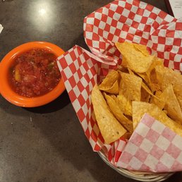 Chips and salsa as soon as we sat down. Chips and salsa as soon as we sat down.