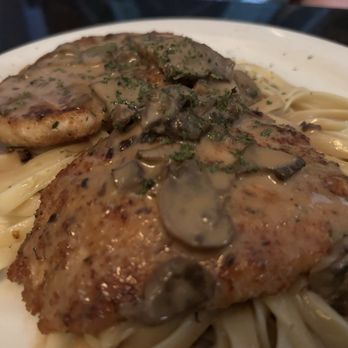 Angelo's Steak & Pasta - Chicken cutlets Marsala over fettuccine - Italian Near Me - Myrtle Beach, South Carolina