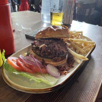 Jackson Drug - Bacon Blue Burger - American Near Me - Jackson, Wyoming Jackson Drug - Bacon Blue Burger - American Near Me - Jackson, Wyoming