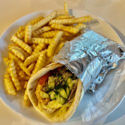 Zullee Mediterranean Grill - Meridian - Veggie Pita Veganized.  No Feta No Tzatziki  sauce with Spicy hummus
