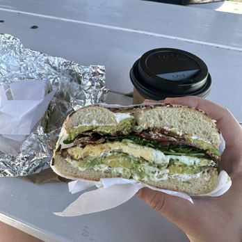 Sidewalk Cafe - Avocado Bagel with egg and bacon - Sandwiches Near Me - Olympia, Washington Sidewalk Cafe - Avocado Bagel with egg and bacon - Sandwiches Near Me - Olympia, Washington
