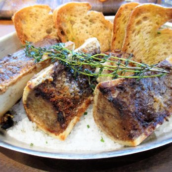 Blue Duck Tavern - Wood oven-roasted bone marrow - black garlic butter & gremolata. Very good, but way too rich. - New American Near Me - Washington, DC, District of Columbia