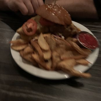 Cliff Dining Pub - Chicken sandwich with fries. My friend really enjoyed it. - Sushi Bars Near Me - Draper, Utah