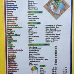 Frostie Frog Shave Ice - Menu