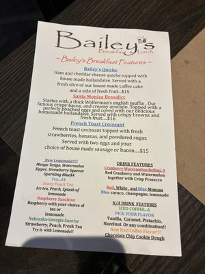 Menu photo 1 Bailey's Breakfast & Lunch Omaha, NE Menu photo 1 Bailey's Breakfast & Lunch Omaha, NE