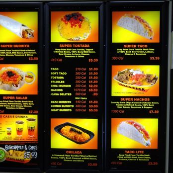 Taco Casa - a menu for a mexican restaurant - Mexican Near Me - Granbury, Texas
