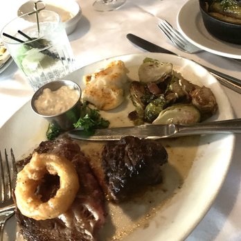Chicago Chop House - Half of the Wet-Aged Petite Filet (8oz)with half of the prime rib special. Lol (Chris and I like to share) - Steakhouses Near Me - Chicago, Illinois