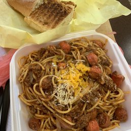 Filipino Spaghetti - ask for it! Pretty yum!