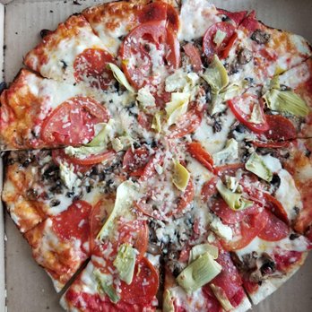 Viking Tower Pizza - Vegetarian pizza with added pepperoni - Pizza Near Me - Solvang, California