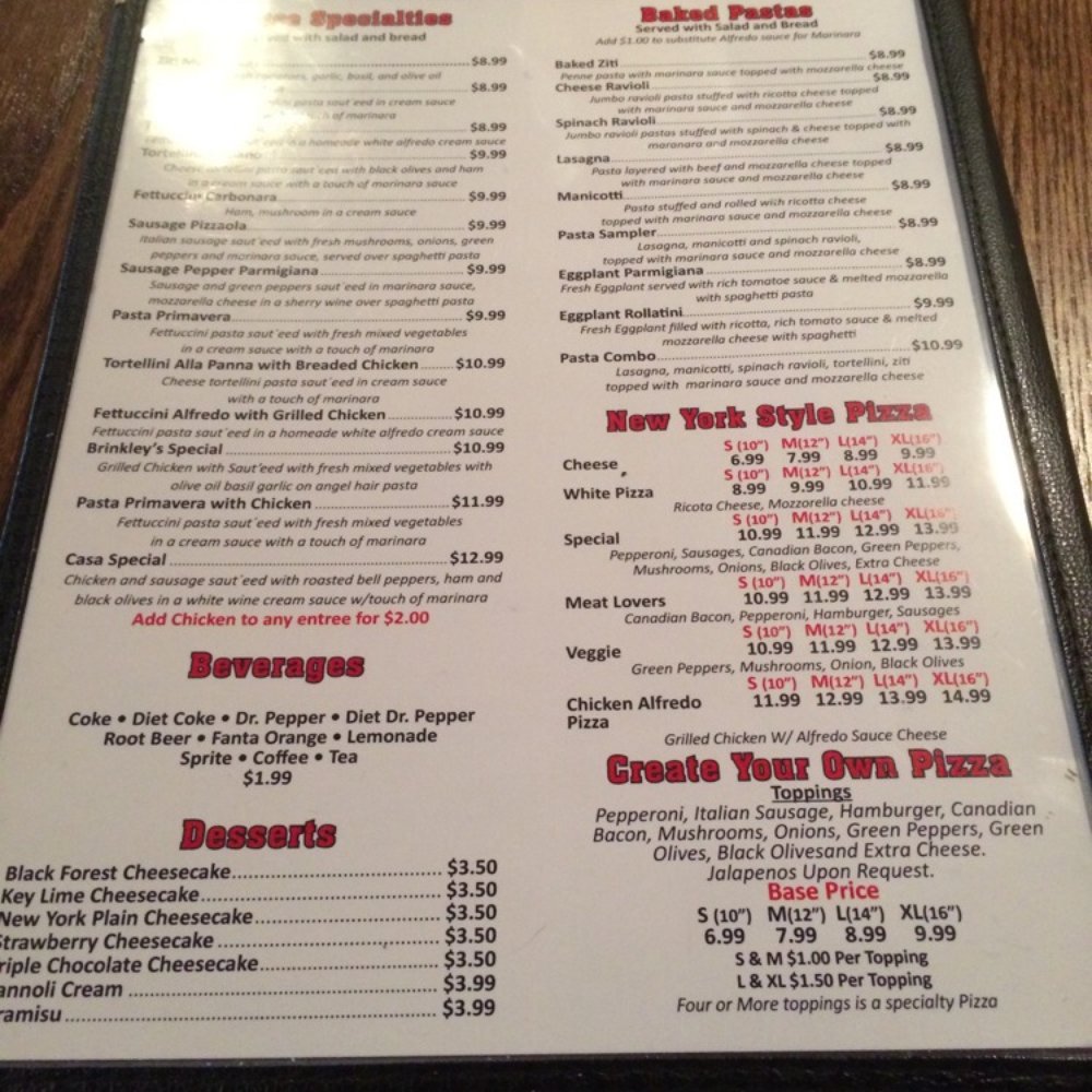 Casa Del Mare - Menu - Italian Near Me - Paris, Texas
